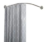 Bastone per Tenda da Doccia Curvo, Asta a Tensione Tenda Doccia per Vasca Vasche da Bagno Angolare Bastone Tenda Doccia Curvo a Pressione Tipo L,Forma di U,80x110~80x150cm