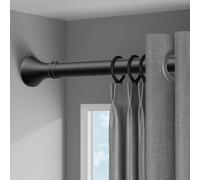 Bastone per tenda da doccia telescopico regolabile da 40 a 500 cm, in acciaio inox, nero, per bagno, cucina, balcone, finestra, diametro 210-300 cm