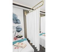 Bastone per tenda divisorio dorato, protezione della privacy, in metallo, per ospedali, cliniche, saloni e centri commerciali, design resistente, set completo di tende incluso, dimensioni: L 2