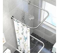 Bastone per Tenda Doccia Angolare Forma di U, Asta per Tenda da Doccia Regolabile Acciaio Inossidabile, Senza Perforazione e Addensare Telescopica, per Bagno, camerino (Size : 80x80x80cm)