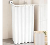 Bastone Per Tenda Doccia Pieghevole, Set Aste Per Tenda Doccia Pieghevole A 4 Vie Con Ventosa 1,8X2,0M TendaDoccia Impermeabile Senza Fori Asta 162cm Forma L/U A Forma Scala Dritto (Bianco, 4 Volte)