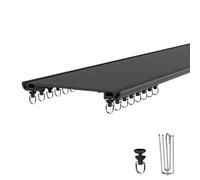 Bastone per tenda doppio con ganci, ultra sottile, in alluminio, per soggiorno e camera da letto, nero, lunghezza regolabile 2 m, soluzione elegante per la decorazione della casa