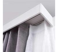 Bastone per tenda doppio da soffitto con mantovana in metallo, divisorio in metallo, 3,1 m, barra regolabile per tenda per soggiorno, camera da letto, hotel, villa, elegante bianco Cortina