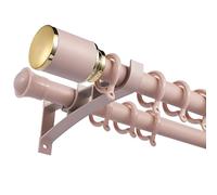 Bastone per tenda doppio per 70 60 cm, set completo con staffe, ideale per camera da letto e divisori, colore pesca, lunghezza 460 cm