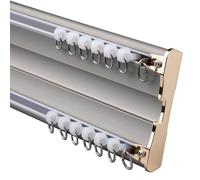 Bastone per tenda doppio resistente da 1 a 5 m, regolabile, in alluminio, per ufficio e casa, lunghezza personalizzata (4 m grigio), sistema di binari per tende