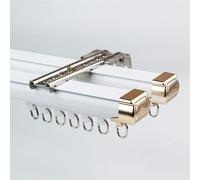 Bastone per tenda doppio resistente da 1 a 6 m, in alluminio, montaggio a soffitto/pareti, per divisorio, regolabile, 4,8 m (4 x 1,2 m), colore bianco, durevole e versatile