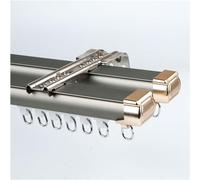 Bastone per tenda doppio resistente da 1 a 6 m, in alluminio, per montaggio a soffitto o parete, per divisorio, colore champagne, dimensioni 5 m (4 x 1,25 m)