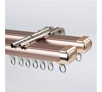 Bastone per tenda doppio resistente in alluminio, 16 m, per montaggio a soffitto o parete, ideale come divisorio, colore rosa, dimensioni: 3,2 m (2 x 1,1 m + 1 m)