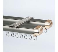 Bastone per tenda doppio resistente in alluminio da 1 a 6 m, per montaggio a soffitto o parete, ideale per divisori, colore champagne, 2,8 m (2 x 1,4 m)