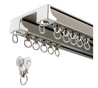 Bastone per tenda doppio, sistema di binario da soffitto per divisori, set di aste per tende per finestre e balconi (champagne, 400 cm/4 x 100 cm), facile installazione e design moderno