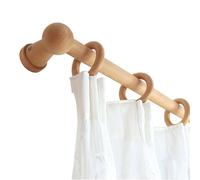 Bastone per tenda in legno naturale, 90-320 cm, in legno massiccio resistente, con staffa di supporto, kit di anelli in stile romano, lunghezza regolabile, elegante decorazione per la casa, facile