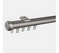 Bastone per tenda silenzioso per camera da letto e soggiorno, 170 cm, montaggio a soffitto o parete, grigio 1,7 m (2 x 85 cm) - perfetto per un funzionamento fluido e un arredamento elegante