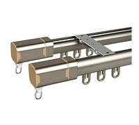 Bastone per tende a 2 binari, montaggio a soffitto/parete, in alluminio, con rulli silenziosi, per divisori, tende per la privacy, per ufficio e soggiorno (champagne, 3,2 m)
