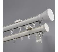 Bastone per tende a doppio binario per finestre a golfo, montaggio a parete, con kit completo per tende da soggiorno, soluzione elegante per il trattamento delle finestre di casa