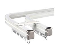 Bastone per tende a doppio binario resistente per finestre a golfo, montaggio a parete/soffitto con staffe e pulegge, soluzione durevole e regolabile per tende per il trattamento delle finestre