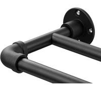 Bastone per Tende Corsa Interna 2 Stili Industriali, 73-162 cm, Asta per Tende Regolabile con Testa Flangia e Supporti in Acciaio Inox per Soggiorno Camera da Letto Finestra/Nero Opaco