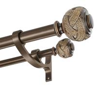 Bastone per tende doppie per finestre 91-182 cm, bronzo antico doppio bastone per tende con terminali classici, resistente 2,5 cm anteriore e posteriore 1,5 cm bastone decorativo per tende doppie aste