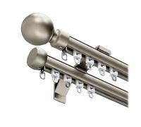 Bastone per Tende Doppio, 1~6m Binario per Tende A Parete in Alluminio 1.2m 2.6m 3.5m 3.9m 4.5m 6m Sistemas Binario per Tendaggi A Muro Silenzioso para Ventanas(Grigio dorato,3.6m(11.8ft))