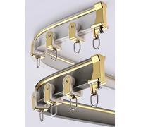 Bastone per tende flessibile per finestre a golfo, 1,5 m, curvo, ideale per bagni e divisori, elegante colore champagne, lunghezza regolabile 1-6 m
