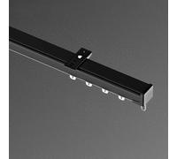 Bastone per tende in alluminio nero da 1,8 m, montaggio a soffitto/parete, sistema silenzioso a 1 via, con accessori, ideale per divisori e decorazioni per la casa.