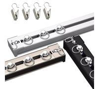 Bastone per tende in alluminio resistente, con binari silenziosi e clip per uno scorrimento fluido, perfetto per divisorio e camera da letto/ufficio, colore nero (410 cm)