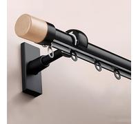 Bastone per tende in legno resistente, 60-600 cm, con staffe, facile da installare, terminali moderni, si adatta agli stili VaRoom (nero, 200 cm/2 x 100 cm)