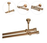 Bastone per tende rame antico, 280 cm, 2 binari, 19 mm, in metallo, fissaggio a soffitto, Tappo Diritto