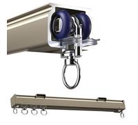 Bastone per tende scorrevole in alluminio resistente, con rulli e kit di montaggio aggiornati, versatile montaggio a soffitto e a parete per tende da doccia, pareti divisorie e molto altro ancora