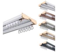 Bastone per tende silenzioso su entrambi i lati, montaggio a soffitto, divisorio in alluminio resistente, ideale per camera da letto, soggiorno, cucina, esterni, stile rustico (bianco, 200 cm)