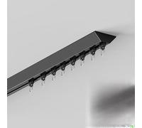 Bastone per tende ultra sottile con uscita luce a forma di V, richiede montaggio a soffitto con foratura, non necessita di staffe (nero, 145 cm), perfetto per l'arredamento moderno della casa