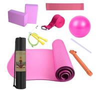 Bastone per yoga e pilates a casa, kit per pilates con fascia di resistenza, tappetino per esercizi con da yoga, attrezzatura fitness per donne e uomini, include fascia di resistenza in