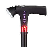 Bastone pieghevole da viaggio, regolabile, bastone da passeggio leggero, manico regolabile ammortizzabile con allarme luce a LED, manico a T, bastone da passeggio per disabili, anziani