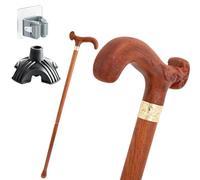 Bastone Retro in Legno Massiccio, Manico Ergonometrico Antiscivolo Resistente all'usura e Portatile Ideale per Anziani Accessorio Elegante per Signori