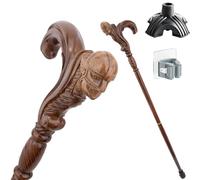 Bastone Retro in Legno Massiccio, Manico Ergonometrico Antiscivolo Resistente all'usura e Portatile Ideale per Anziani Accessorio Elegante per Signori
