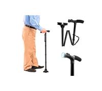 Bastone Telescopico per Anziani con Luce Led 85-97 cm Nero