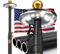 Bastone telescopico per bandiere da 6,5 m, con luce solare, in alluminio calibro 11, edizione True Glory, facile da installare per esterni in casa o cortile, con bandiera USA 3 x 5 e tutti gli
