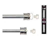 Bastone Tenda con Molla A Pressione Estensibili (confezione 2 pz. con inserti) - per Porte e Finestre, Cucina e Bagno (36-60 cm., Bianco)