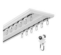 Bastone Tenda Doppio | Binario Per Tende Da Soffitto | Asta Per Tende Ultrasottile | Divisorio Invisibile(Color:White,Size:A-2.6m/8.5ft(1.3m*2))