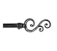 Bastone Tenda Estendibile 120-210 o 160-300 Ferro Antichizzato Shabby Chic Asta Anelli Scorritenda mod.BASTONE TENDA SPIRALI NEW 160-300 NERO-ARGENTO