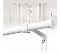 Bastone Tende, 71-165cm Bastoni per Tende Set con Staffe in Acciaio Inossidabile con Diametro 16mm, Aste per Tende in Stile Rustico/Bianco Opaco