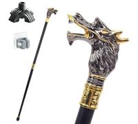 Bastone Testa di Drago Oro-Nero, Impugnatura Antiscivolo Ergonomica, Robusto e Durevole Portatile Unisex Anche un Accessorio di Moda