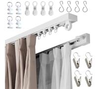 Bastoni adesivi per tende senza trapano, facili da installare, per soffitti e pareti, 50 x 500 cm, con clip e ganci, per bagni e camper, 190 cm, perfetti per la decorazione della casa