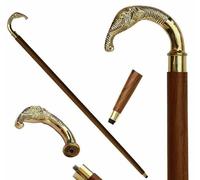 Bastoni da passeggio antichi pieghevoli in legno con manico in ottone anticato