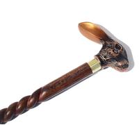 Bastoni da passeggio in legno antico con manico unico in ottone a testa di coniglio, aiuto decorativo per la mobilità per stile e supporto, bastone per uomini e donne, elegante canna fresca