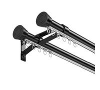 Bastoni da pioggia doppi neri da 450 cm, montaggio a parete, in lega di alluminio, con staffe e raccordi, perfetto per la decorazione della casa e per uso esterno, design resistente alle intemperie