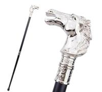 Bastoni da Trekking con Cavallo Argentato, Bastone da Passeggio con Testa di Cavallo Decorata, Bastone Antiscivolo Smontabile, per Collezioni Cosplay e Decorazioni 93 Cm