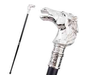 Bastoni da Trekking con Cavallo Argentato, Bastone da Passeggio con Testa di Cavallo Decorata, Bastone Antiscivolo Smontabile, per Collezioni Cosplay e Decorazioni 93 Cm