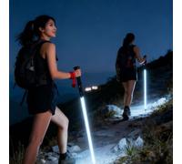 Bastoni da trekking luminosi a LED, in lega di alluminio, 110 cm, durata della batteria di 8 ore, ricarica USB-C, punte resistenti all'usura, sicurezza notturna