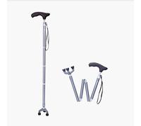 Bastoni per adulti, 10 Bastoni da passeggio regolabili con manico in legno, lega di alluminio, base treppiede 82-92 cm, multicolore(Silver)