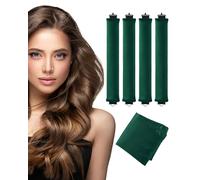 Bastoni per capelli senza calore, 4 bigodini per dormire, bigodini in velluto con sciarpa in raso, verde Everglade